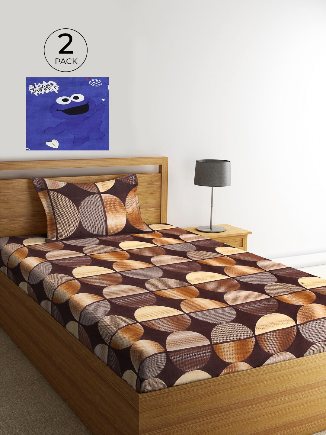 KLOTTHE Brown & Blue Geometric 210 TC Polycotton 2 Single Bedsheet with 2 Pillow Covers
KLOTTHE Brown & Blue Geometric 210 TC Polycotton 2 Single Bedsheet with 2 Pillow Covers