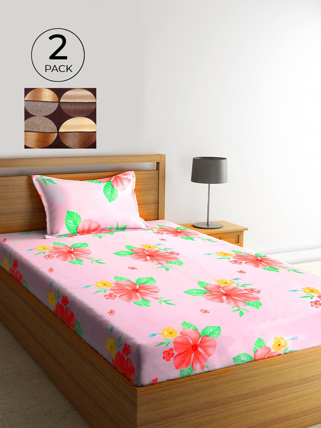KLOTTHE Brown & Gold-Toned Floral 210 TC Polycotton 2 Single Bedsheet with 2 Pillow Covers
KLOTTHE Brown & Gold-Toned Floral 210 TC Polycotton 2 Single Bedsheet with 2 Pillow Covers