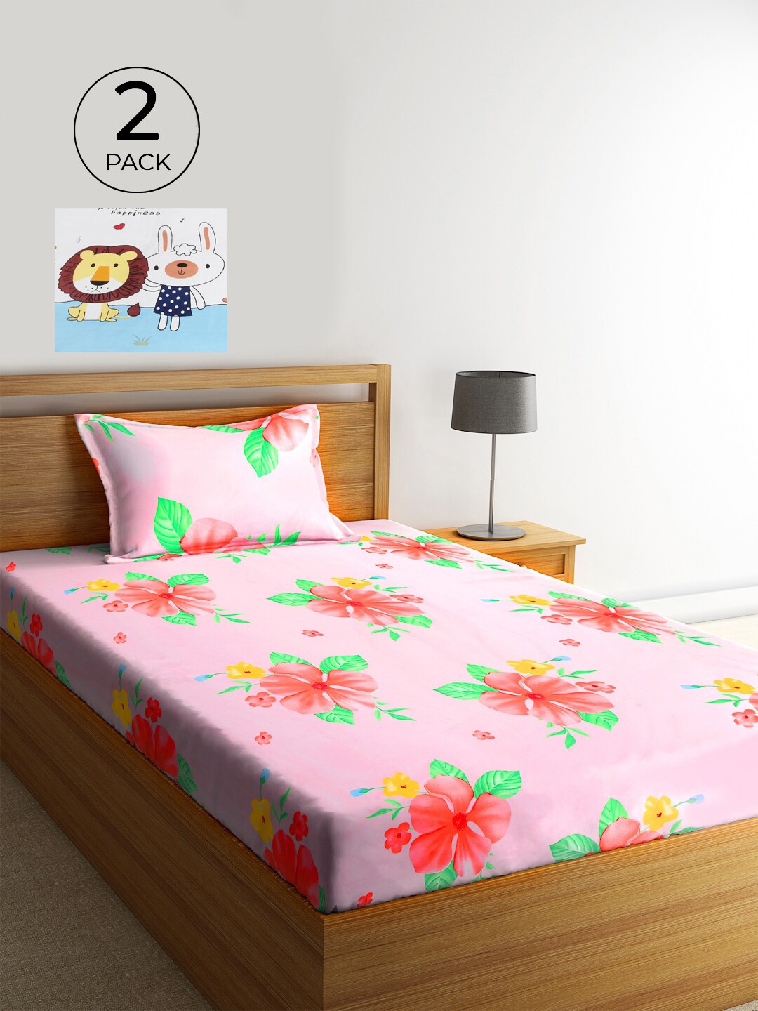 KLOTTHE Multicoloured Graphic 210 TC Polycotton 2 Single Bedsheet with 2 Pillow Covers, Multi
KLOTTHE Multicoloured Graphic 210 TC Polycotton 2 Single Bedsheet with 2 Pillow Covers, Multi