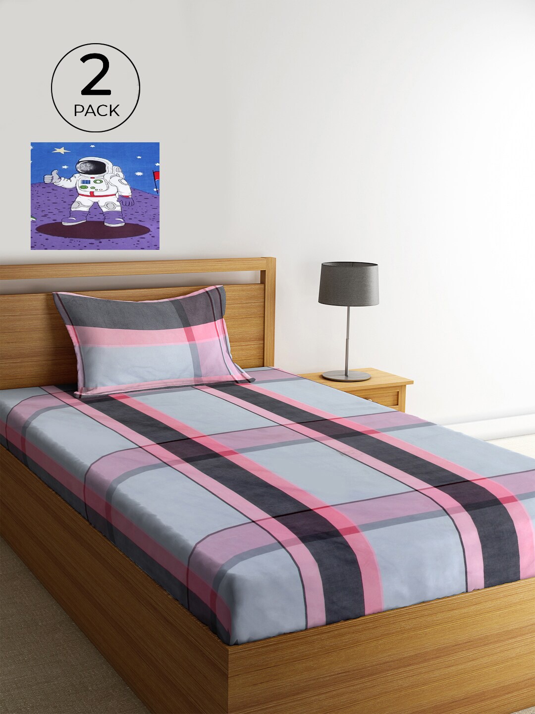 KLOTTHE Grey & Pink Geometric 210 TC Polycotton 2 Single Bedsheet with 2 Pillow Covers
KLOTTHE Grey & Pink Geometric 210 TC Polycotton 2 Single Bedsheet with 2 Pillow Covers
