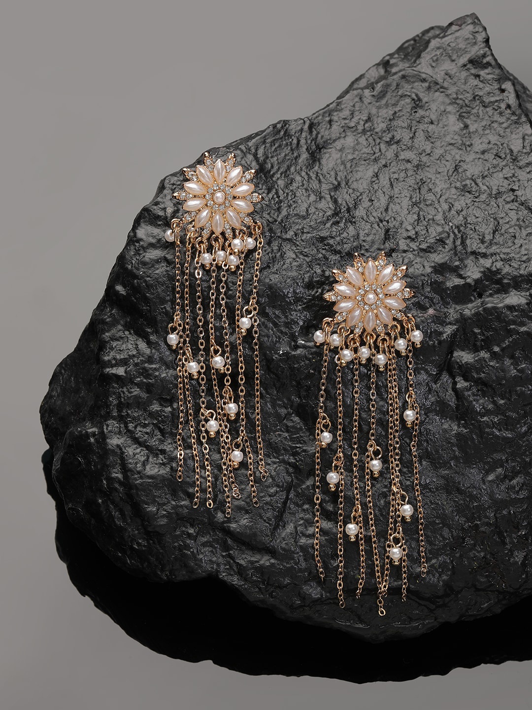 Accessorize London Women Gold Ethnic Pearl Long Drop Earring