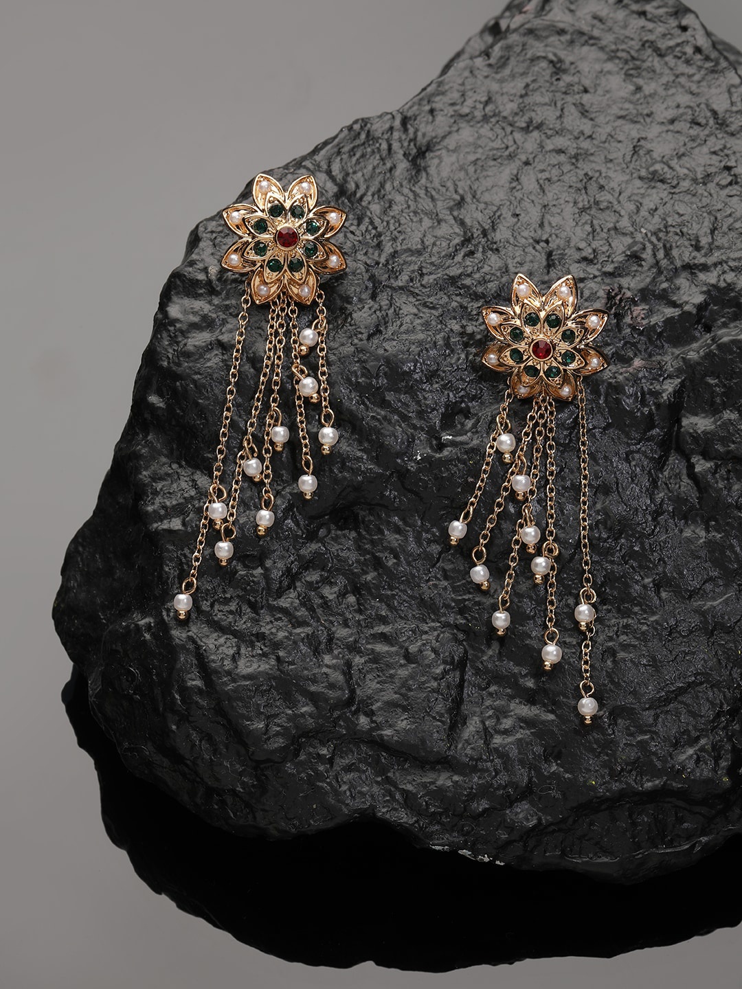 Accessorize Gold-Plated Floral Drop Earrings