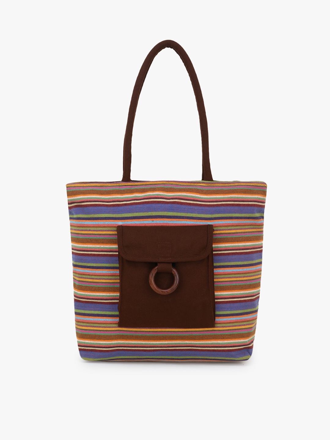 Anekaant Brown Striped Tote Bag