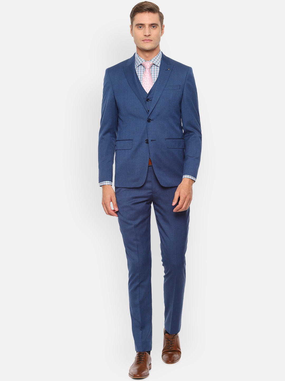 Louis Philippe Gods & Kings Men Blue Self-Design Slim-Fit Single-Breasted Three-Piece Formal Suit
Louis Philippe Gods & Kings Men Blue Self-Design Slim-Fit Single-Breasted Three-Piece Formal Suit