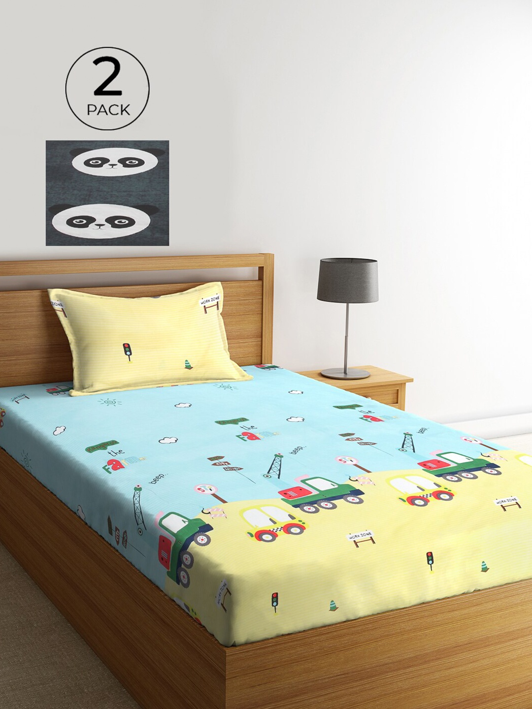 KLOTTHE Blue & Grey Graphic 210 TC Polycotton 2 Single Bedsheet with 2 Pillow Covers
KLOTTHE Blue & Grey Graphic 210 TC Polycotton 2 Single Bedsheet with 2 Pillow Covers