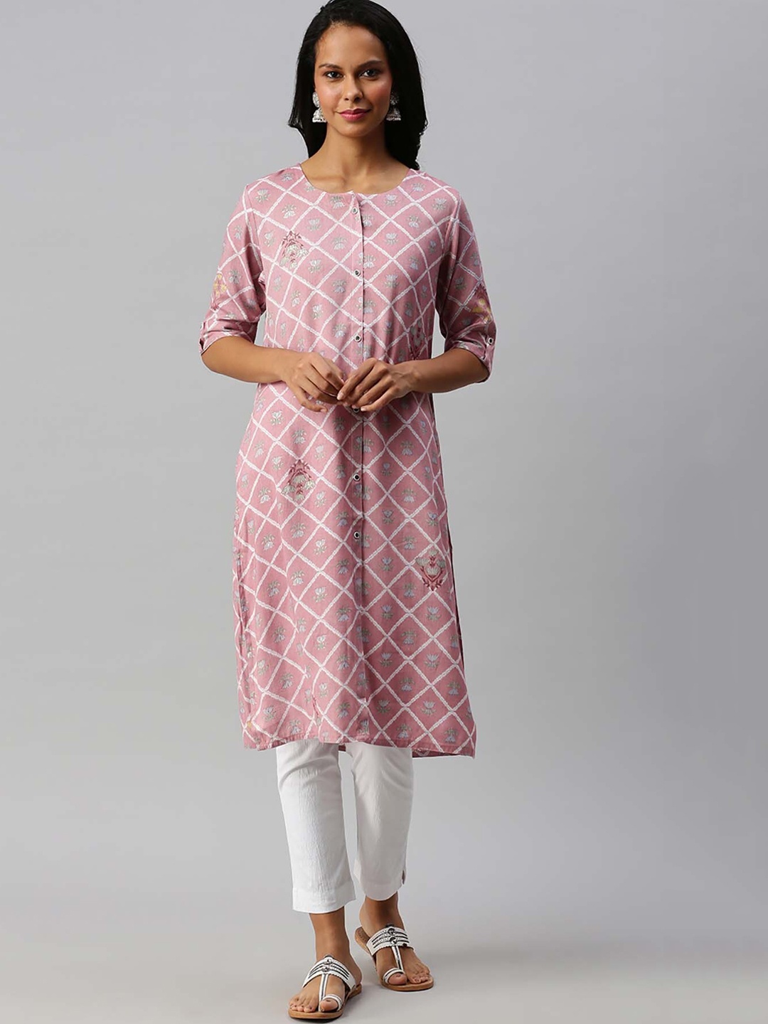 Soch Women Pink Floral Printed Kurta