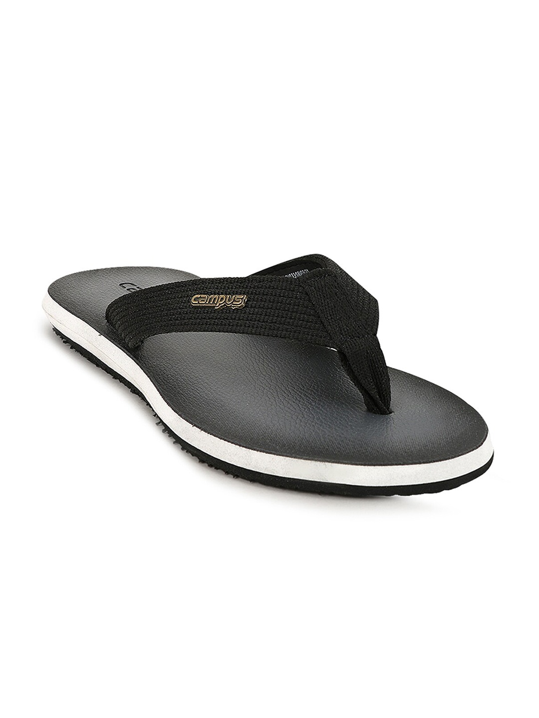 Campus Men Grey & Black Thong Flip-Flops