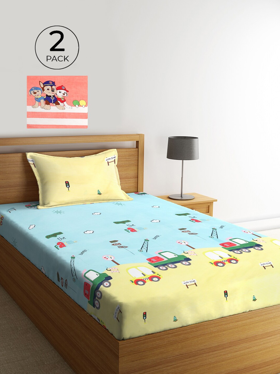 KLOTTHE Cartoon Characters 300 TC Cotton Blend 2 Single Bedsheet with 2 Pillow Covers, Blue
KLOTTHE Cartoon Characters 300 TC Cotton Blend 2 Single Bedsheet with 2 Pillow Covers, Blue