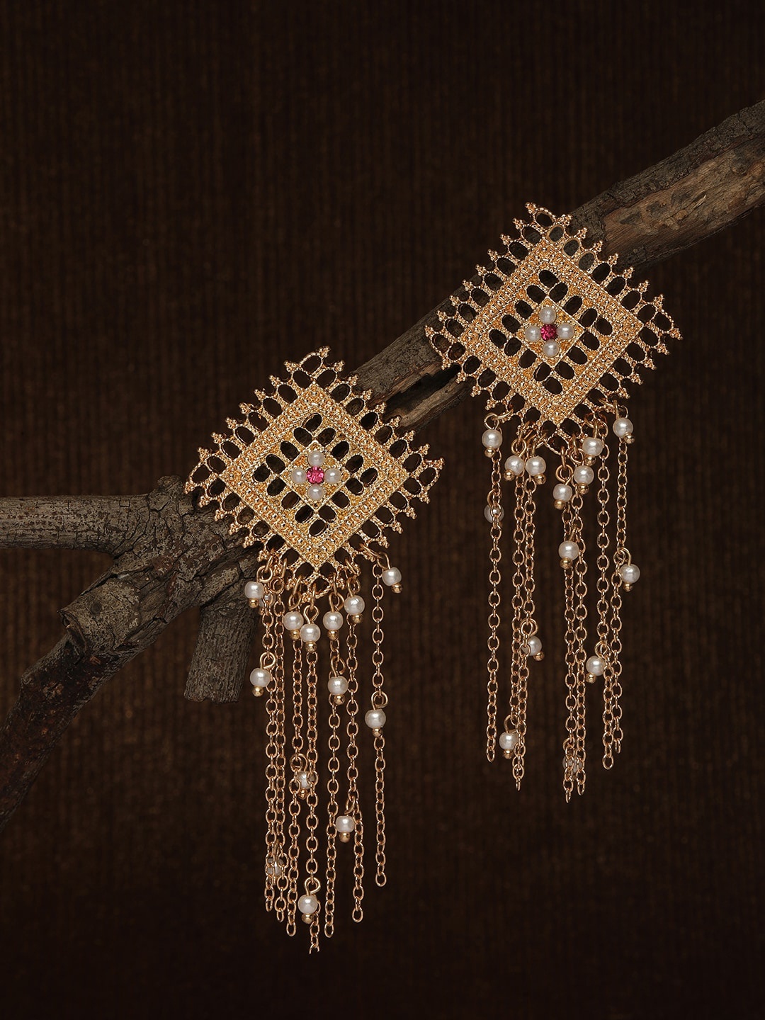 Accessorize Gold-Plated Square Drop Earrings