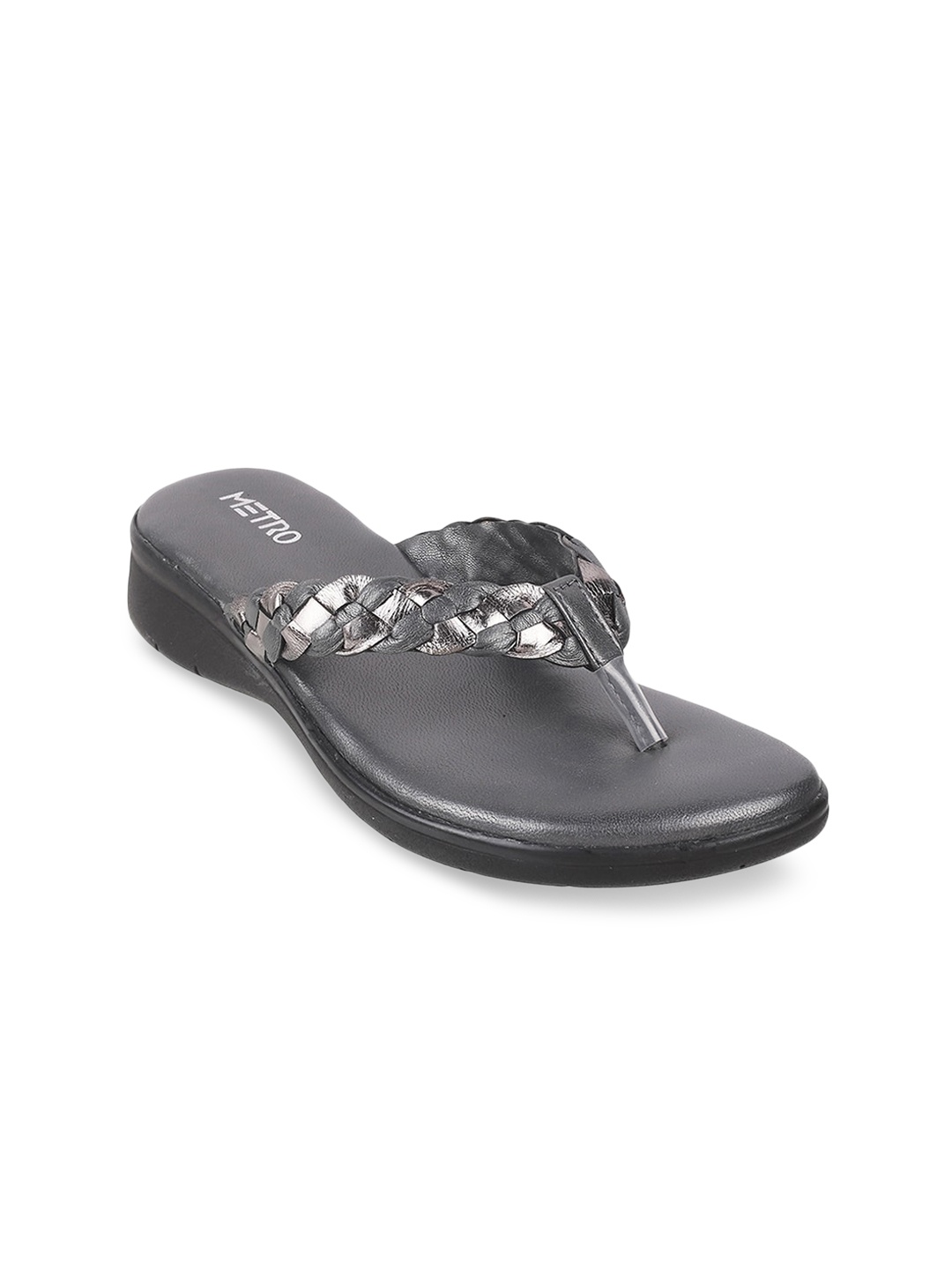 Metro Women Grey Woven Design Sandals