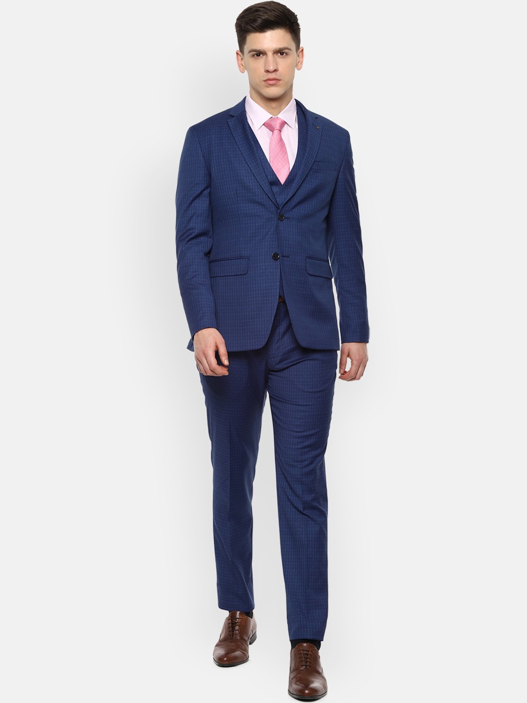Louis Philippe Men Navy Blue Checked Slim-Fit Single-Breasted Formal Three-Piece Suit
Louis Philippe Men Navy Blue Checked Slim-Fit Single-Breasted Formal Three-Piece Suit