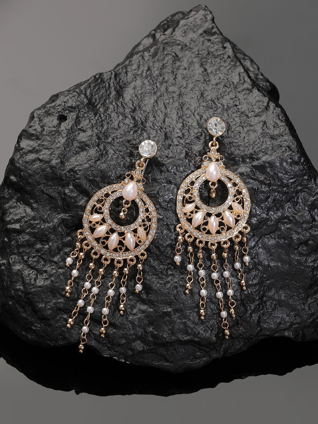 Accessorize Gold-Toned Crescent Shaped Drop Earrings