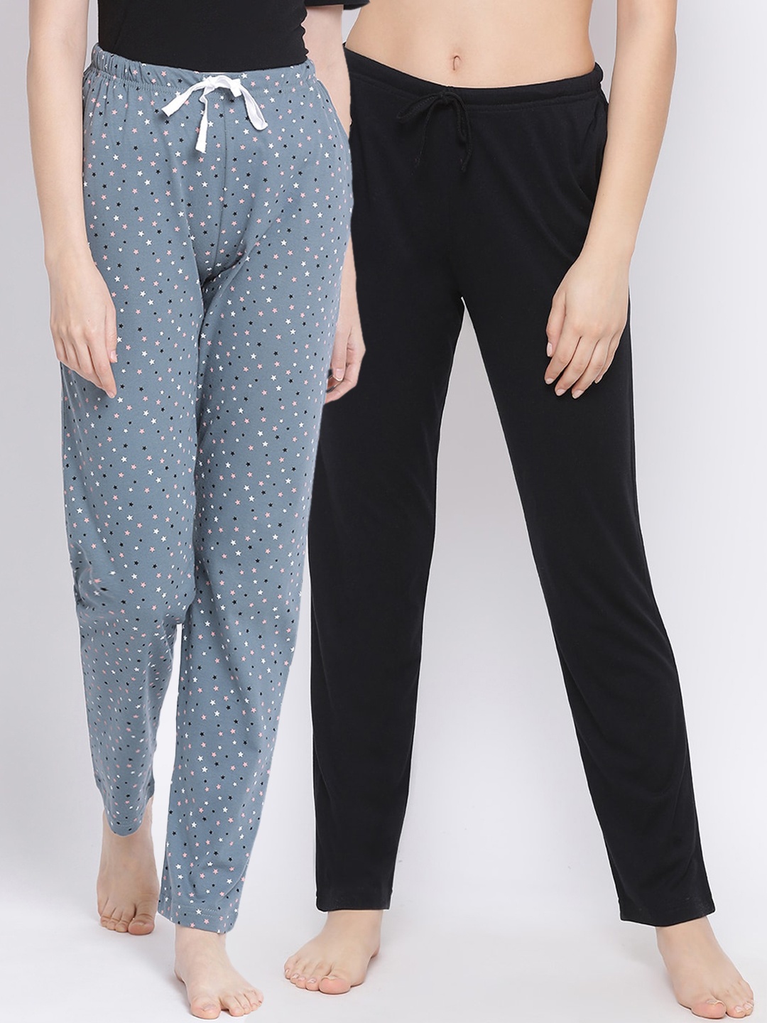 Kanvin Women Pack of 2 Pure Cotton Lounge Pants, Grey