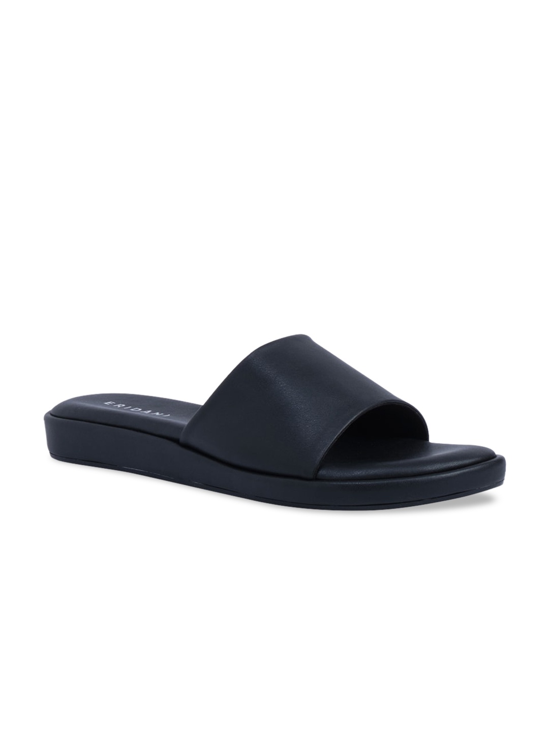 ERIDANI Women Black Open Toe Flats