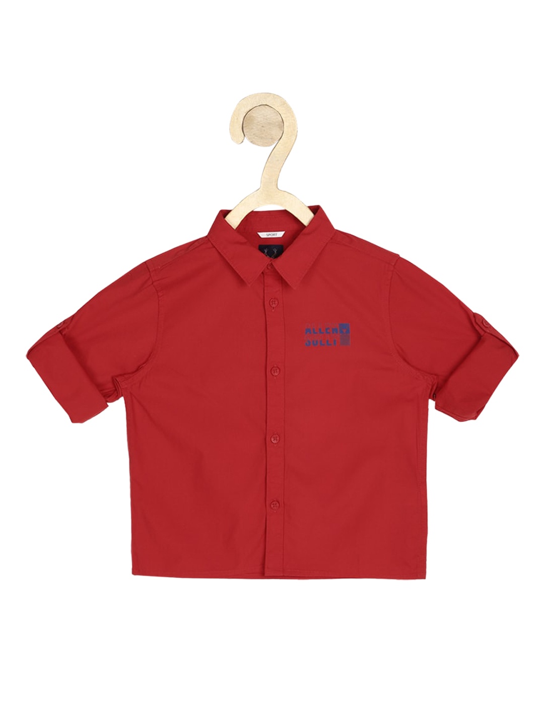 Allen Solly Junior Boys Red Pure Cotton Slim Fit Solid Casual Shirt