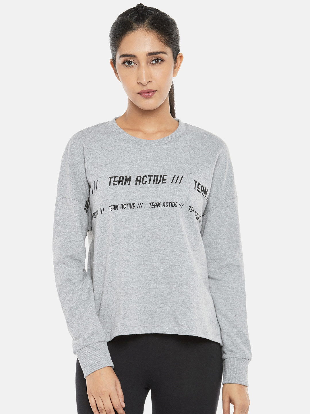 Ajile by Pantaloons Women Grey Melange & Black Typography Print Cotton Sweatshirt
Ajile by Pantaloons Women Grey Melange & Black Typography Print Cotton Sweatshirt