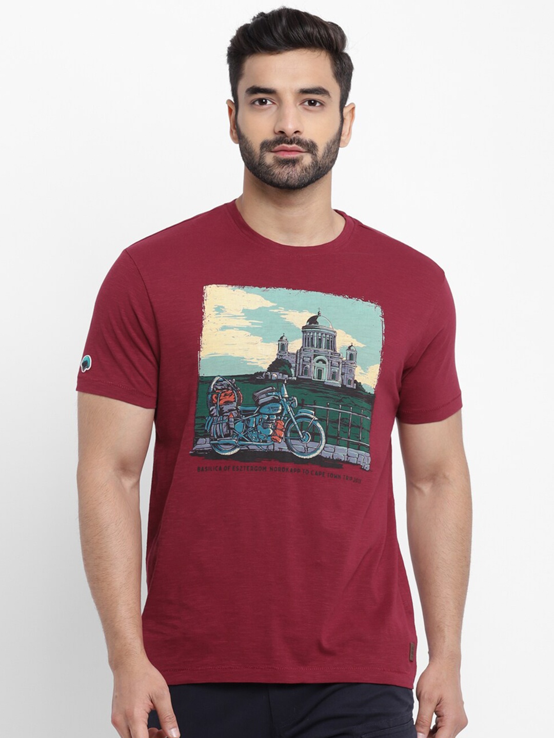 Royal Enfield Men Red Printed Round Neck T-shirt