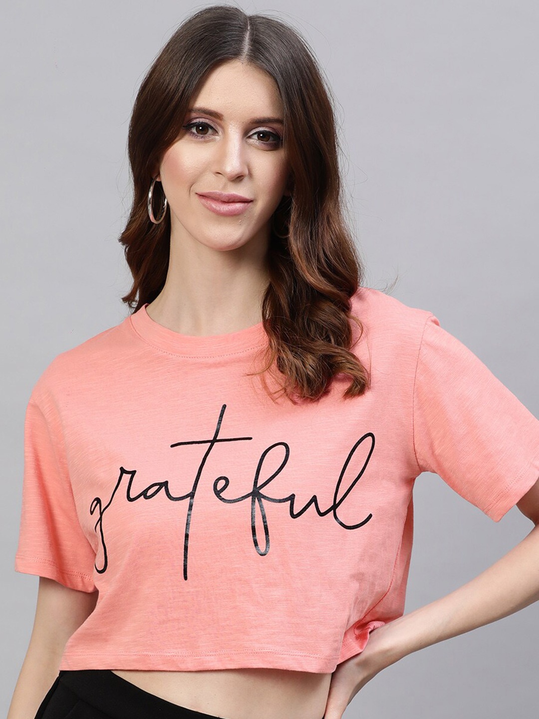 STREET 9 Women Peach-Coloured Printed Round Neck Pure Cotton Crop Pure Cotton T-shirt
STREET 9 Women Peach-Coloured Printed Round Neck Pure Cotton Crop Pure Cotton T-shirt