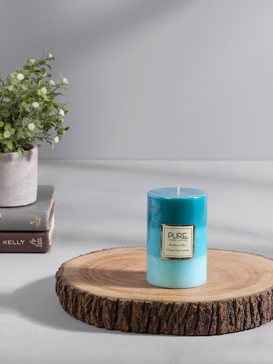 Pure Home and Living Blue Aqua Blackberry And Bay Pillar Tall Candle