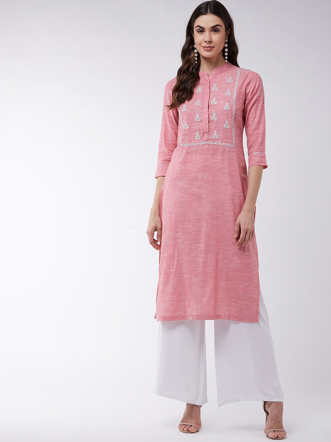 Pannkh Women Pink Ethnic Motifs Embroidered Thread Work Kurta