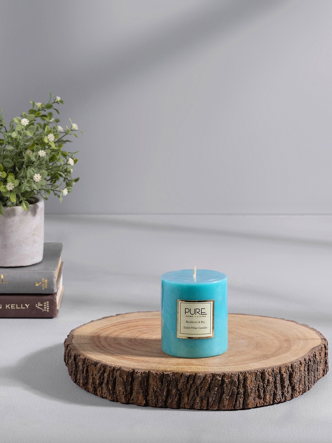 Pure Home and Living Set Of 2 Aqua-Blue Solid Blackberry and Bay Pillar Candle