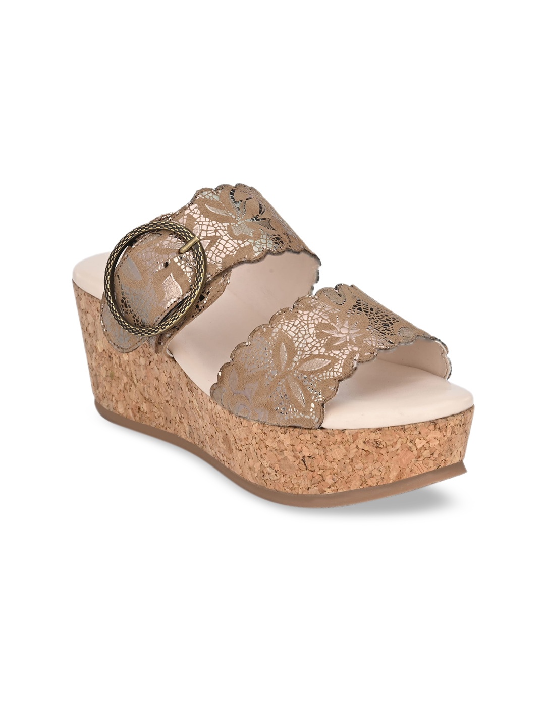Delize Women Beige Printed Wedges