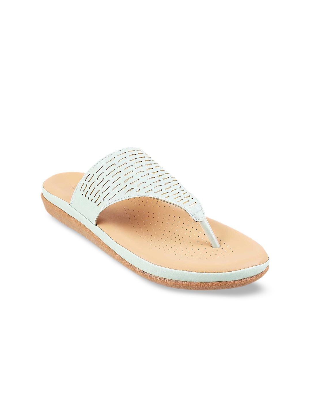 WALKWAY by Metro Women Sea Green Laser Cuts Detail Open Toe Flats