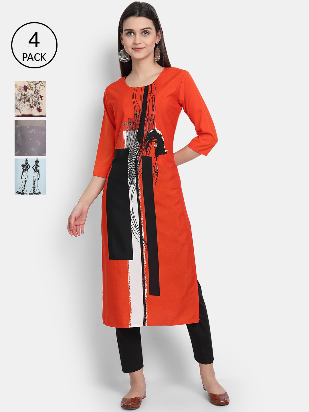 Ethnic basket Women Pack of 4 Multicoloured Printed Crepe Kurta, Multi
Ethnic basket Women Pack of 4 Multicoloured Printed Crepe Kurta, Multi