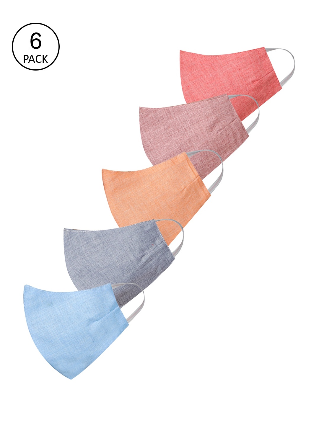 VASTRAMAY Unisex Pack Of 5 Self-Design 2-Ply Reusable Cloth Masks, Red