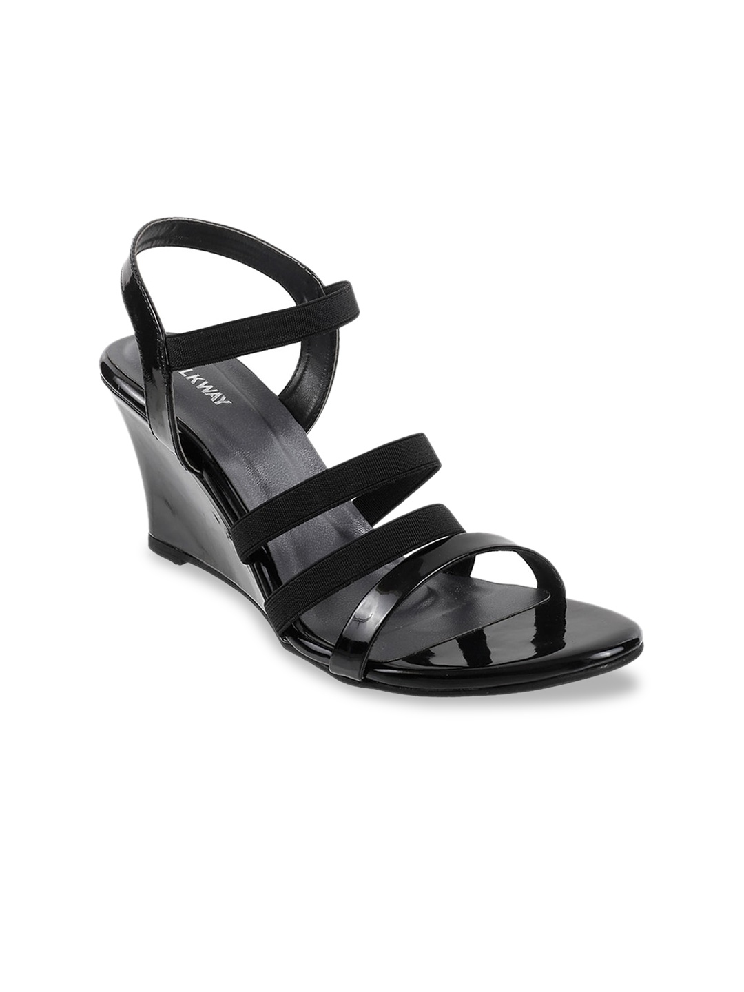 WALKWAY by Metro Women Black Glossy Finish Wedges