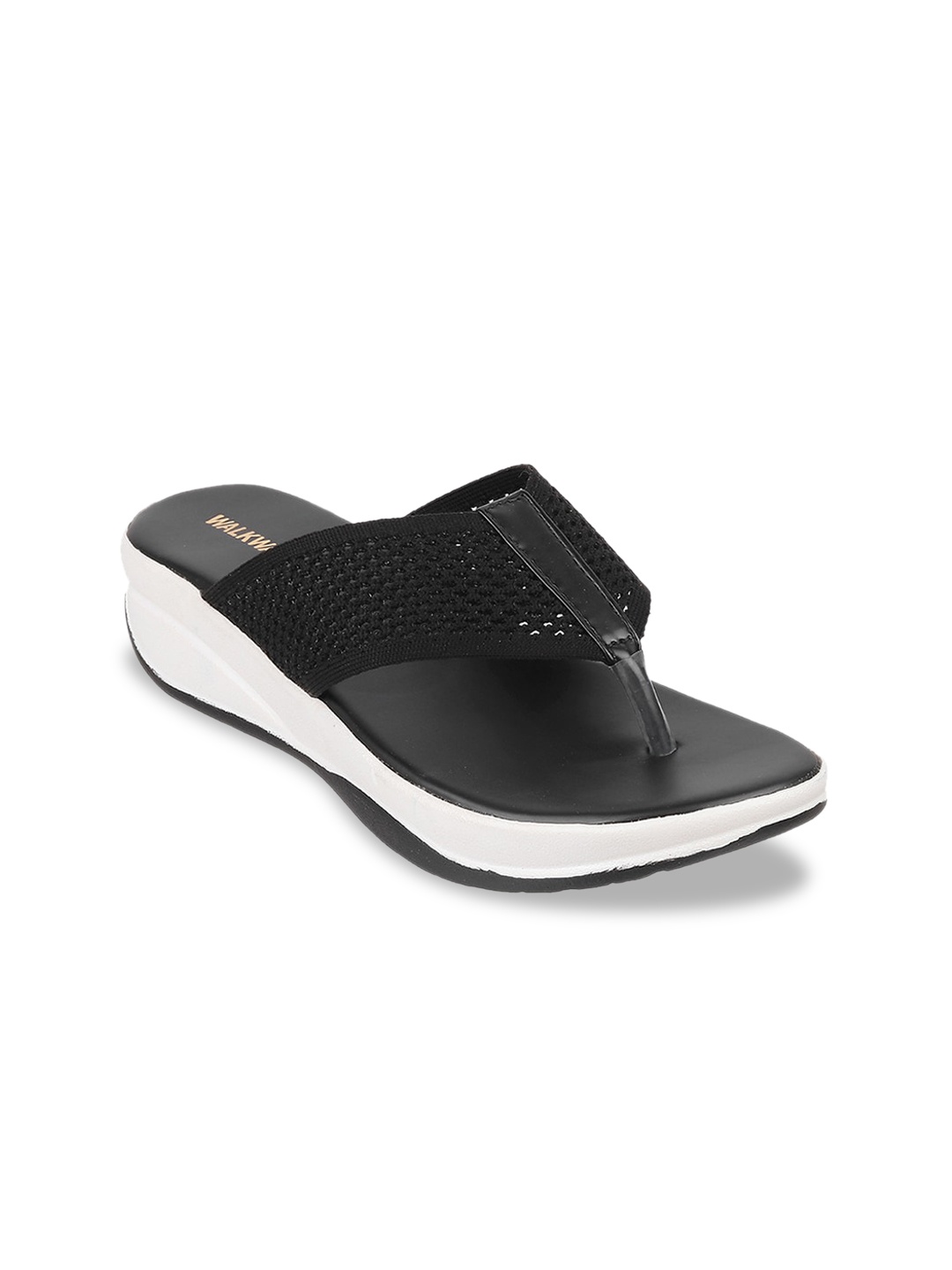 WALKWAY by Metro Women Black Woven Design Comfort Heels