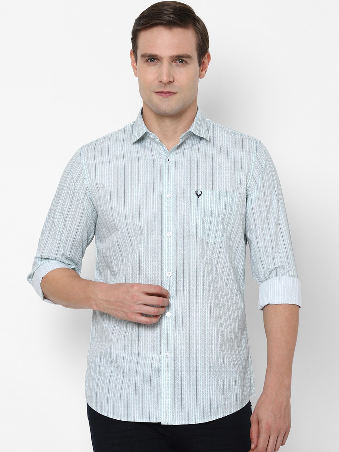Allen Solly Men Blue Slim Fit Striped Casual Shirt