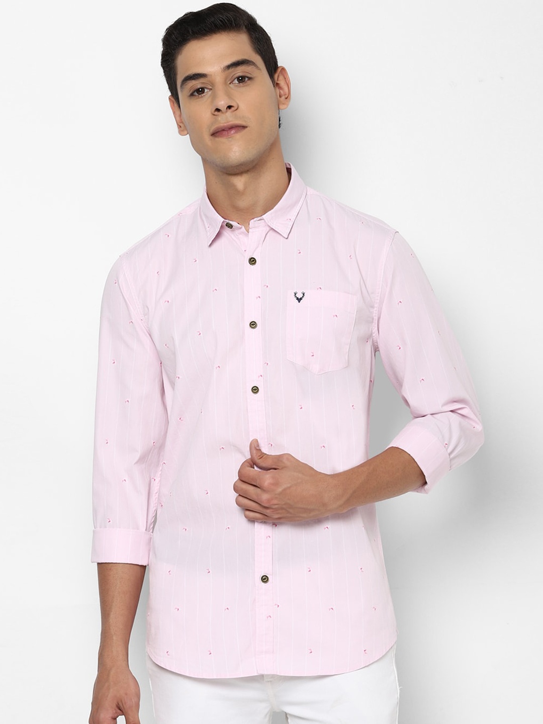 Allen Solly Sport Men Pink & White Regular Fit Printed Casual Shirt