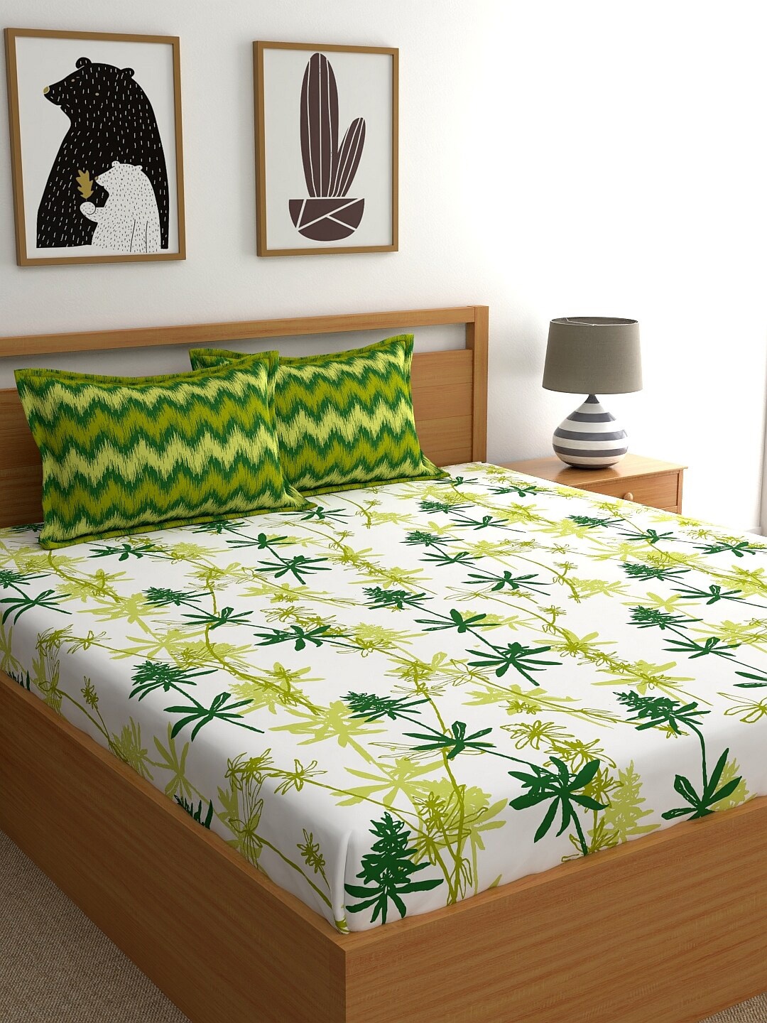 Home Ecstasy White & Green Floral 140 TC Cotton 1 Queen Bedsheet with 2 Pillow Covers
Home Ecstasy White & Green Floral 140 TC Cotton 1 Queen Bedsheet with 2 Pillow Covers