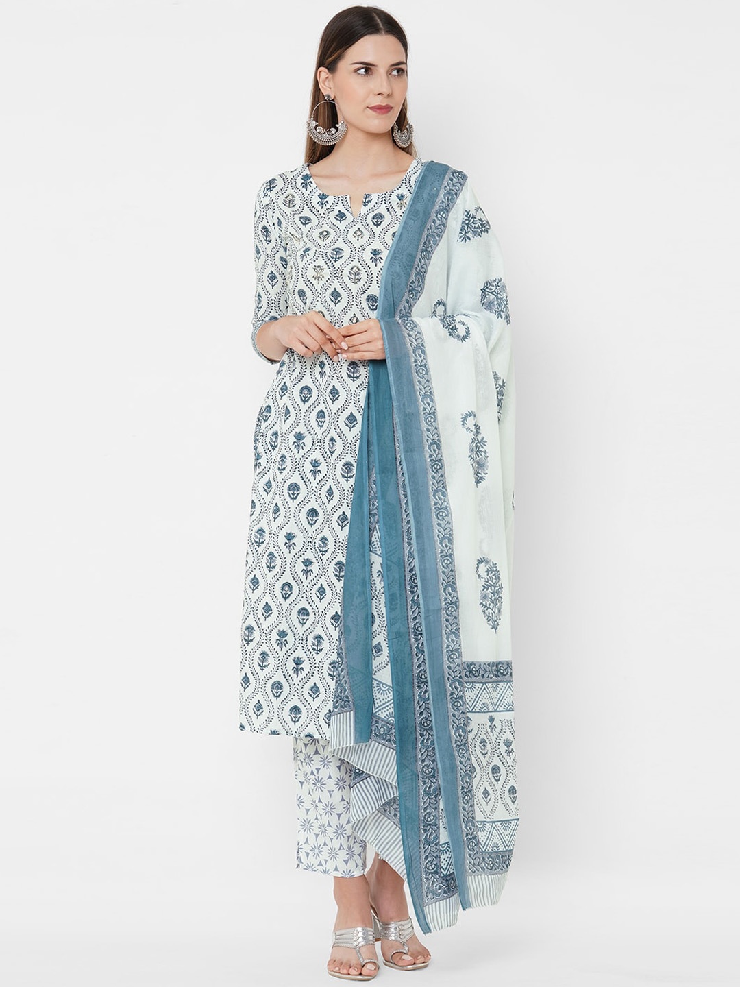 FASHOR Women White Ethnic Motifs Printed & Hand Embroidered Kurta with Trouser & Dupatta
FASHOR Women White Ethnic Motifs Printed & Hand Embroidered Kurta with Trouser & Dupatta
