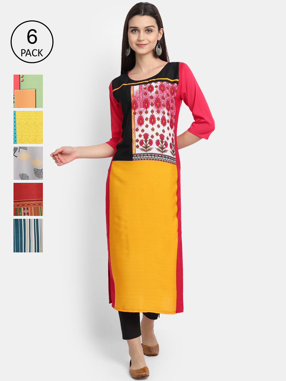 Ethnic basket Women Multicoloured Ethnic Motifs Printed Thread Work Crepe Kurta, Multi
Ethnic basket Women Multicoloured Ethnic Motifs Printed Thread Work Crepe Kurta, Multi
