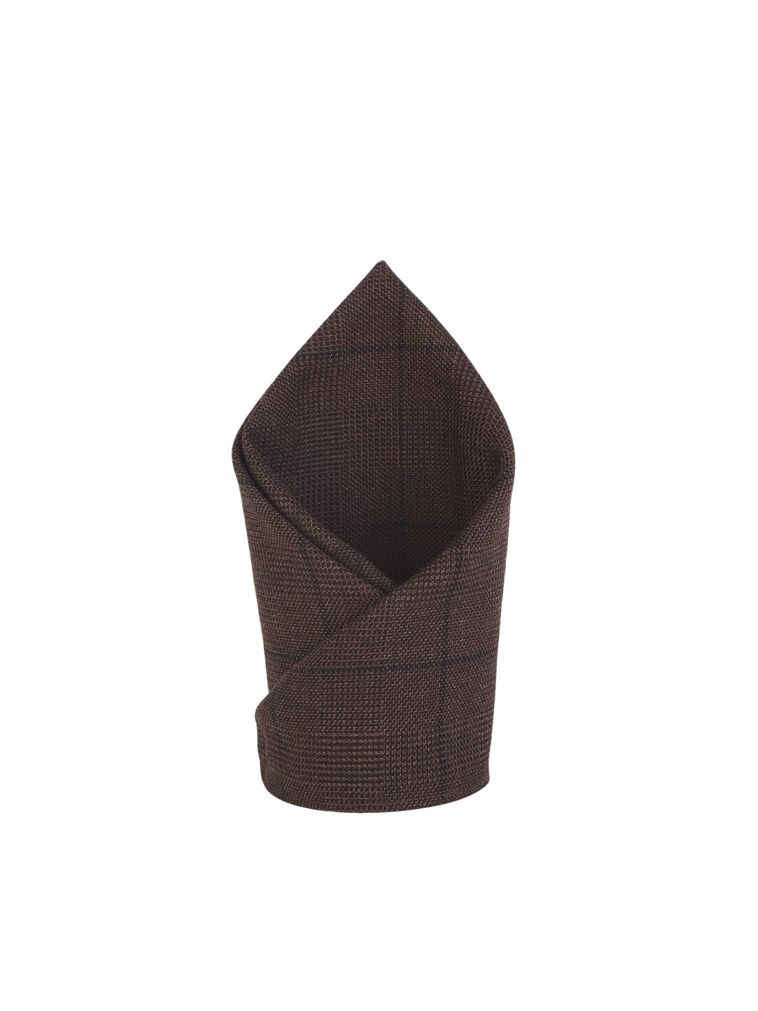Bruun & Stengade Men Brown & Black Checked Cotton Pocket Square