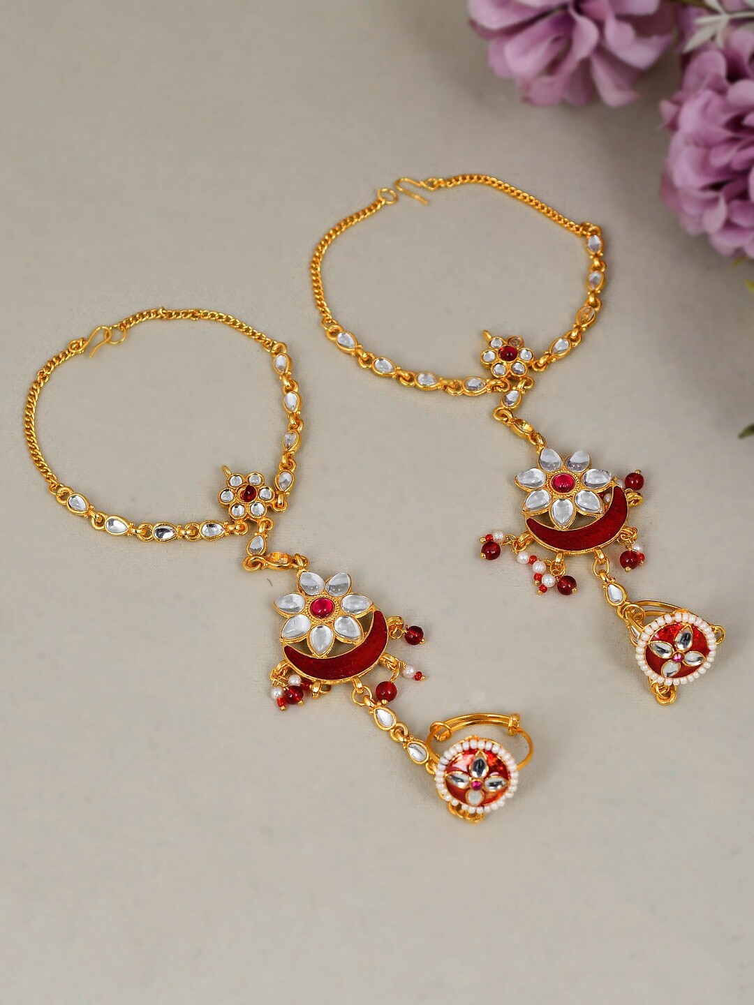Silvermerc Designs Gold-Plated Meenakari Ring Bracelet