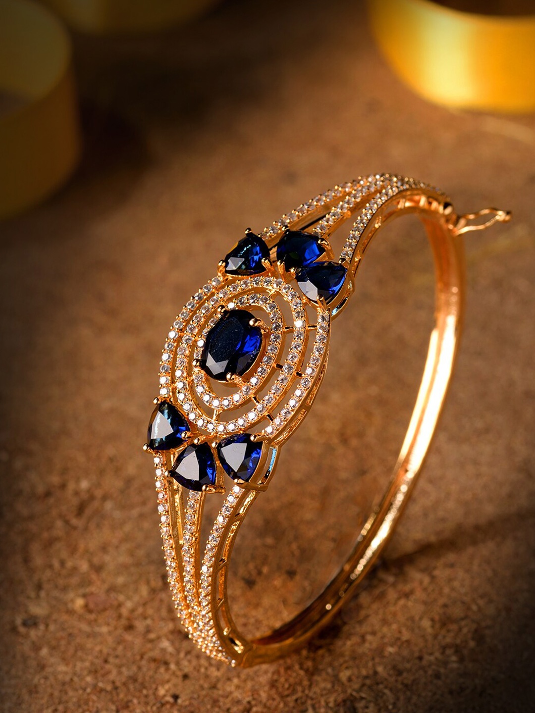 Saraf RS Jewellery Gold-Toned American Diamond Blue Stone Studded Handcrafted Bracelet
Saraf RS Jewellery Gold-Toned American Diamond Blue Stone Studded Handcrafted Bracelet