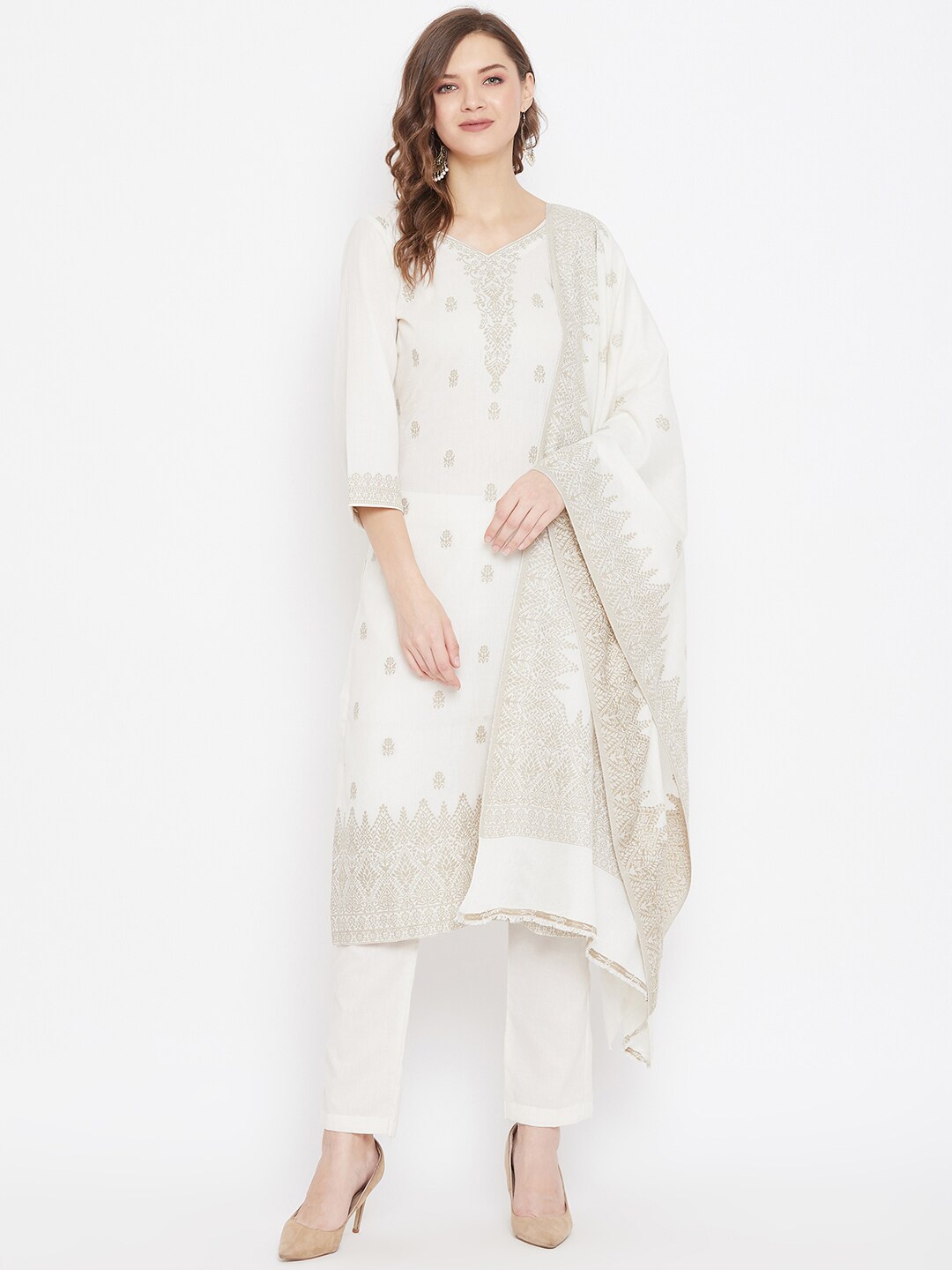 Safaa White & Beige Pure Cotton Jacquard Chikankari Woven Design Unstitched Dress Material For Summer
Safaa White & Beige Pure Cotton Jacquard Chikankari Woven Design Unstitched Dress Material For Summer