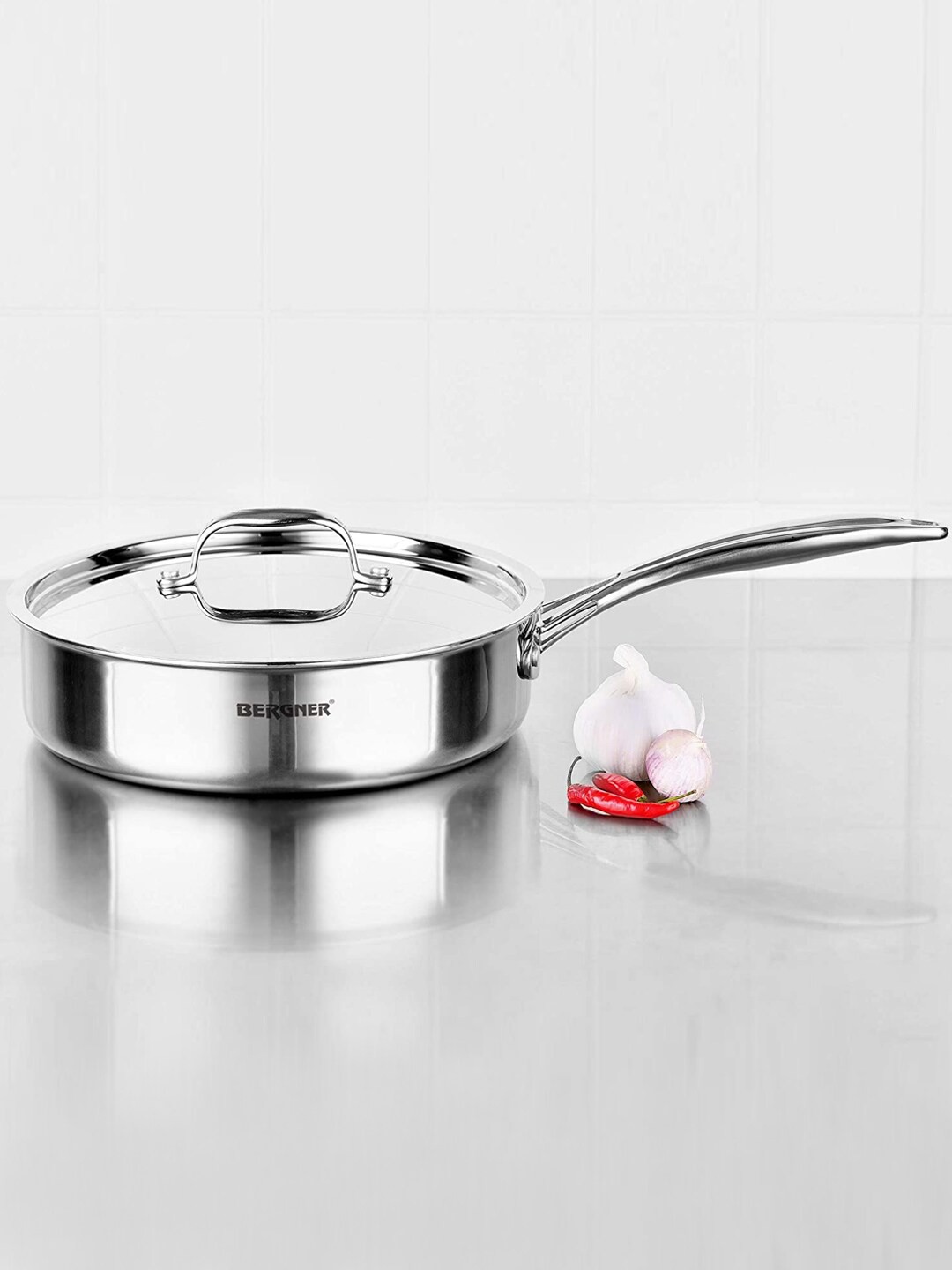 Bergner Argent TriPly Stainless Steel Induction Bottom 26 cm Sautepan (3.1 Litres), Silver
Bergner Argent TriPly Stainless Steel Induction Bottom 26 cm Sautepan (3.1 Litres), Silver