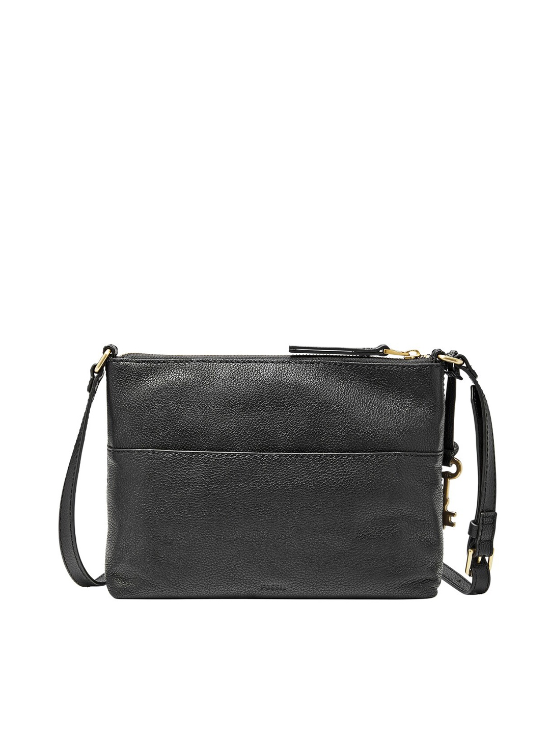 Fossil Fiona Black Textured Leather Sling Bag