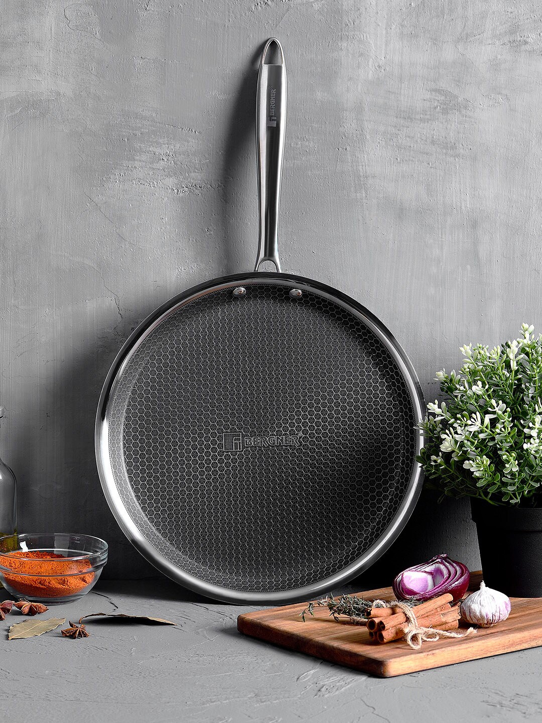 Bergner Hitech TriPly Giro Induction Bottom and Gas Stove Ready Non-Stick 28 cm Dosa Tawa, Silver
Bergner Hitech TriPly Giro Induction Bottom and Gas Stove Ready Non-Stick 28 cm Dosa Tawa, Silver