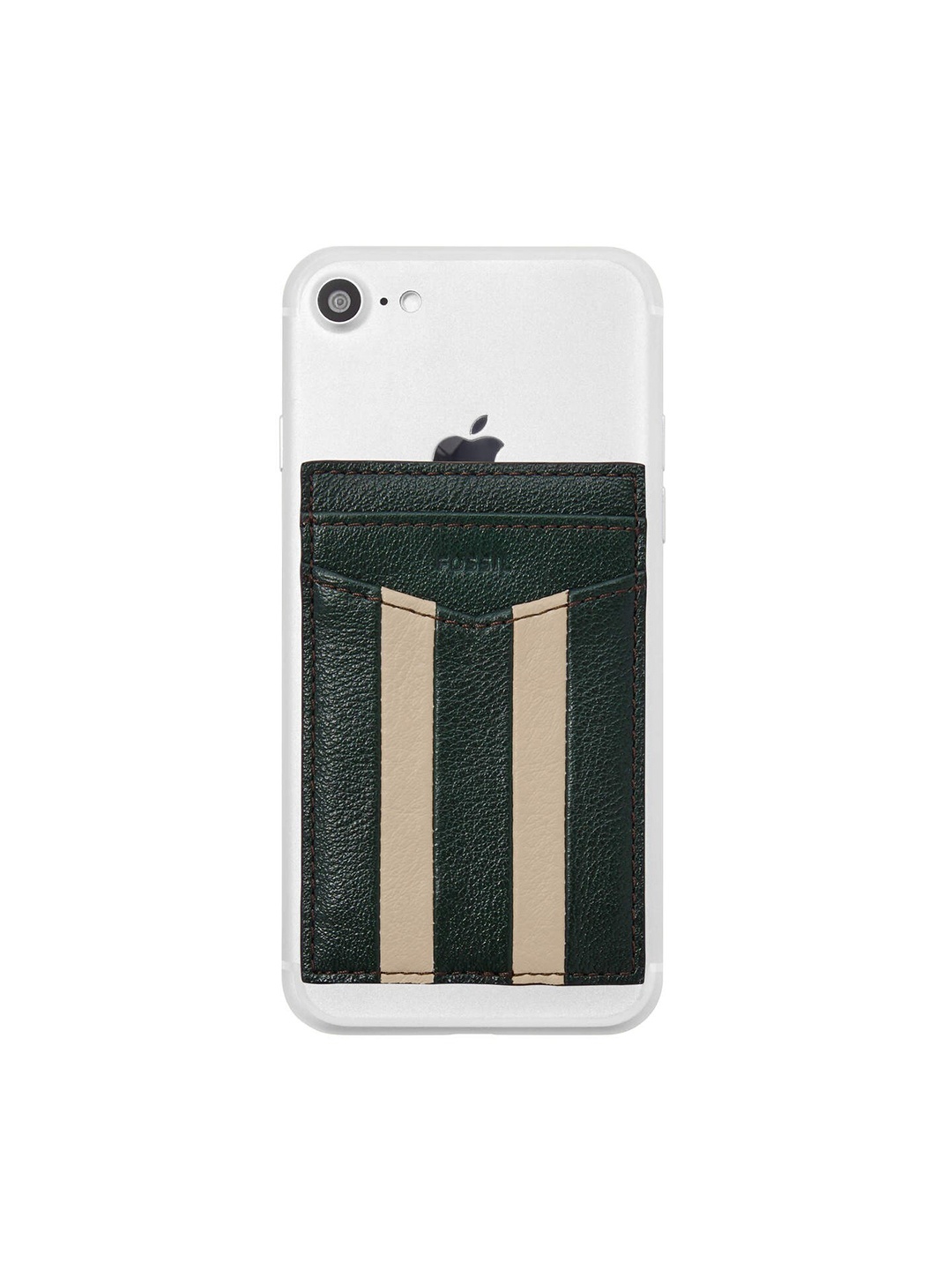 Fossil Men Green & Cream-Coloured Striped Card Holder