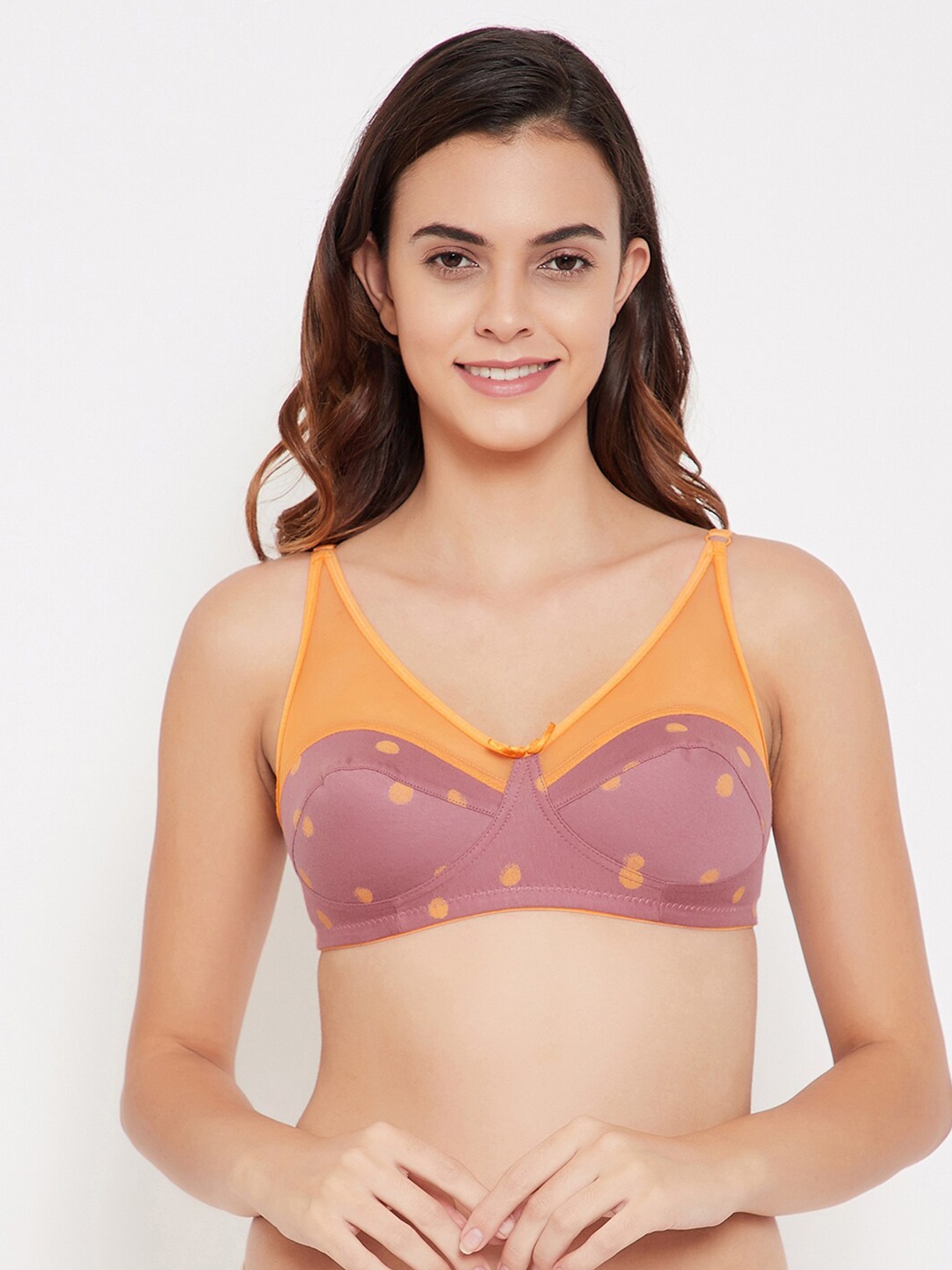 Clovia Orange & Peach-Coloured Printed Non-Wired Non Padded Everyday Bra BR1333A1632B
Clovia Orange & Peach-Coloured Printed Non-Wired Non Padded Everyday Bra BR1333A1632B