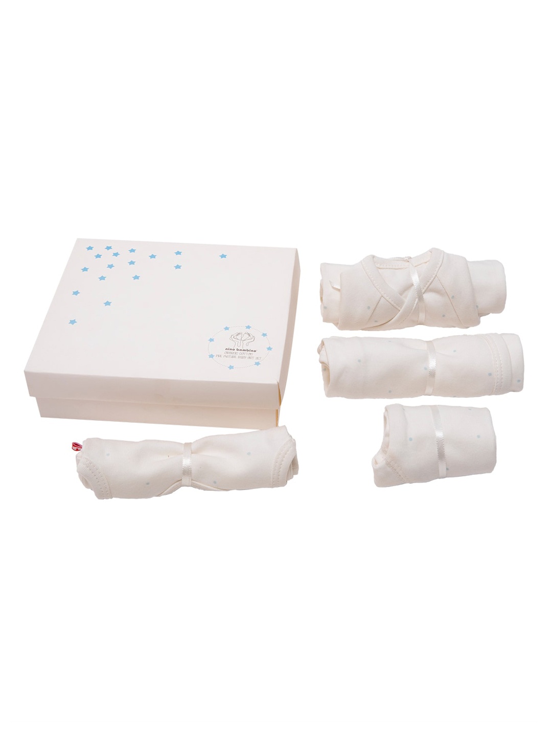 Nino Bambino Infant Boys Pack Of 4 White & Blue Polka Dot Printed Pure Organic Cotton Gift Set
Nino Bambino Infant Boys Pack Of 4 White & Blue Polka Dot Printed Pure Organic Cotton Gift Set