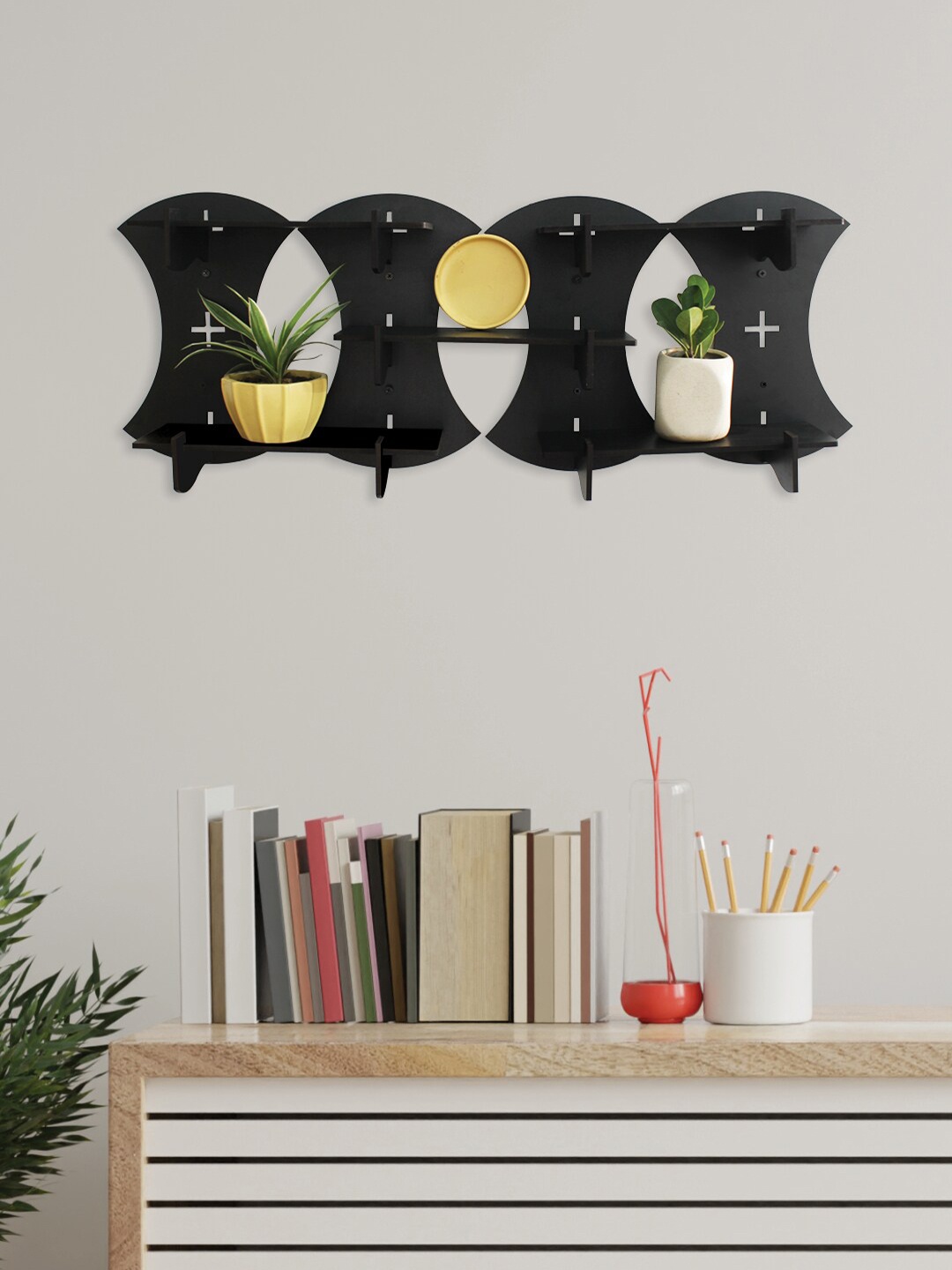 RANDOM Black V MDF Basic Wall Shelf