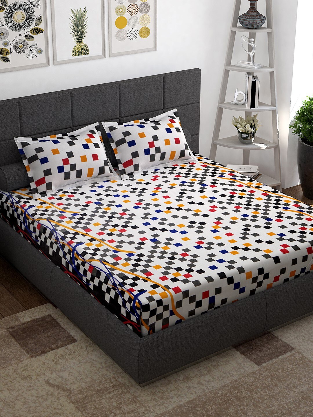 Story@home Unisex White Geometric Cotton 152 TC 1 King Size Bedsheet with 2 Pillow Covers
Story@home Unisex White Geometric Cotton 152 TC 1 King Size Bedsheet with 2 Pillow Covers