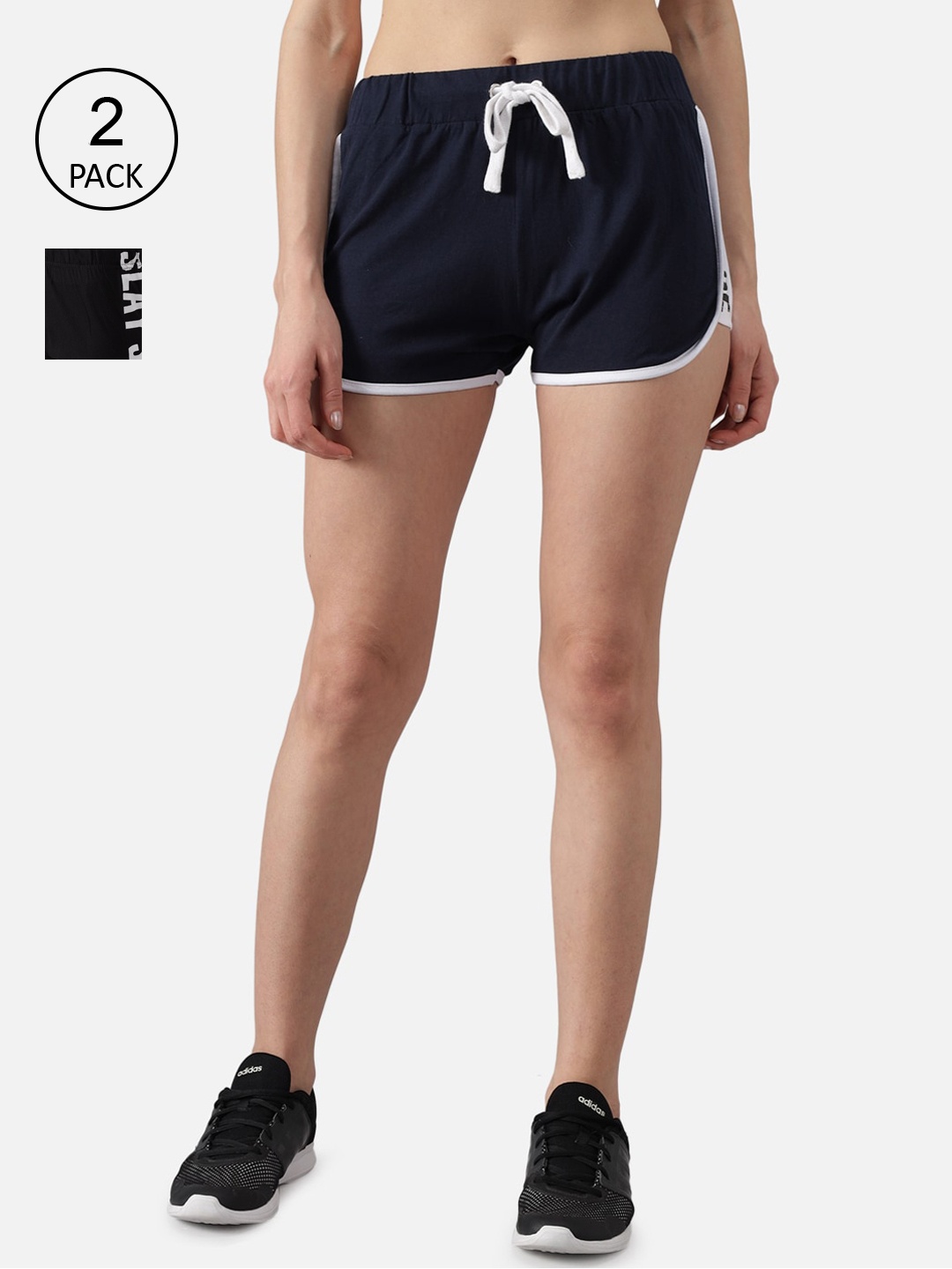The Dry State Women Pack Of 2 Black & Navy Blue Solid Regular Fit Cotton Sports Shorts
The Dry State Women Pack Of 2 Black & Navy Blue Solid Regular Fit Cotton Sports Shorts