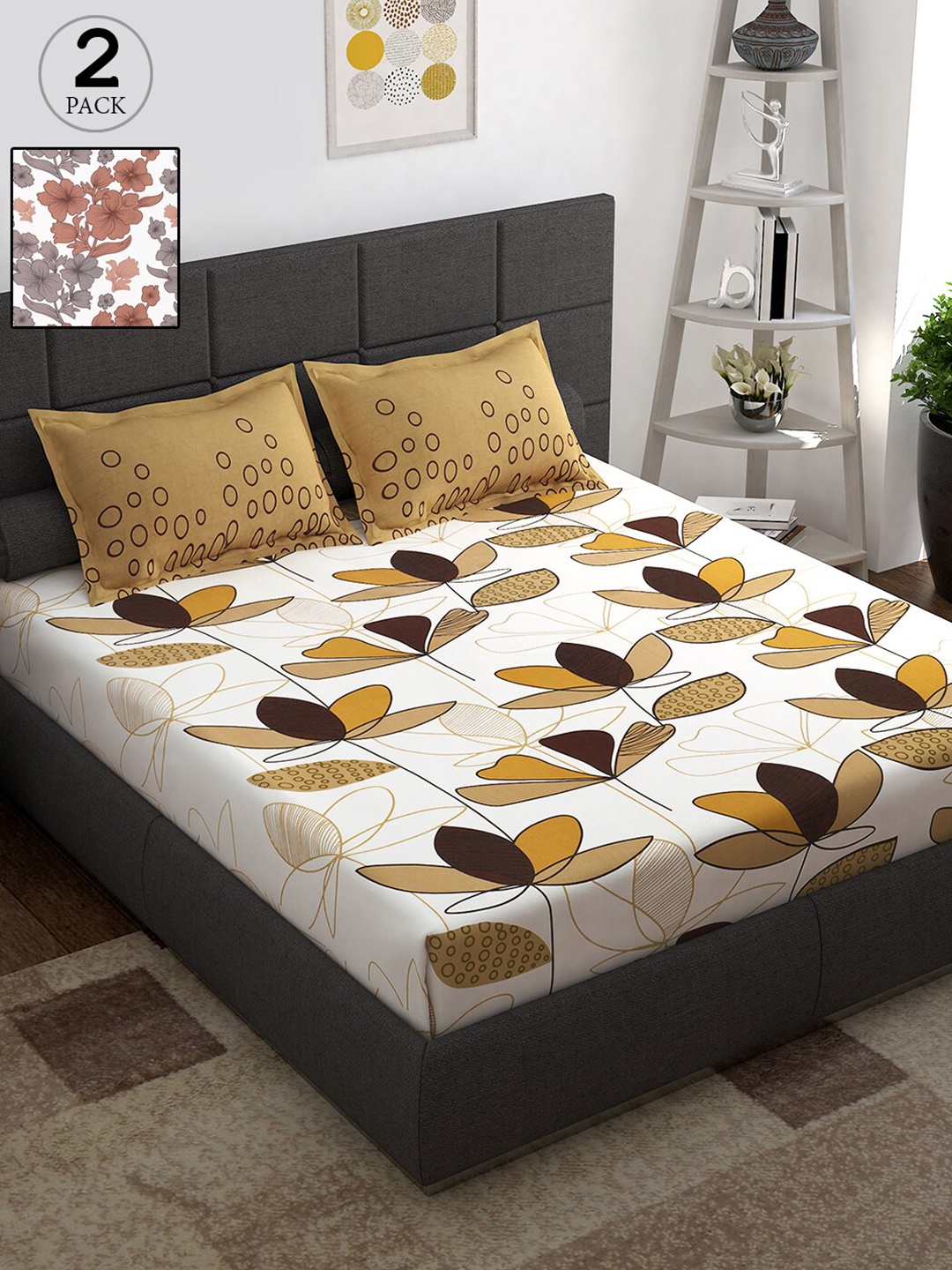Story@home Unisex Gold Floral 2 Double / Queen Bedsheet With 4 Pillow Cover, White
Story@home Unisex Gold Floral 2 Double / Queen Bedsheet With 4 Pillow Cover, White